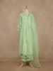 Pista Green Floral Sequins Embroidered Silk Salwar Suit