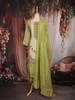 Pista Green Floral Thread Embroidered Design Tissue Straight Cut Salwar Suit