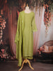 Pista Green Floral Thread Embroidered Design Tissue Straight Cut Salwar Suit
