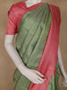 Pista Green Floral Woven Pure Kanchipuram Silk Saree With Contrast Border