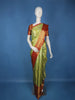 Pista Green Floral Woven Pure Kanchipuram Silk Saree With Contrast Red Zari Border