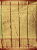 Pista Green Floral Woven Pure Kanchipuram Silk Saree With Contrast Red Zari Border