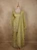 Pista Green Heavy Sequins and Beads Embroidered Design Tissue Silk Sharara Suit with Dupatta