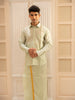 Pista Green Plain Semi Silk Full-Sleeve Shirt with Matching Dhoti Set - Diadem