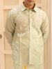 Pista Green Plain Semi Silk Full-Sleeve Shirt with Matching Dhoti Set - Diadem