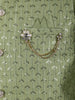 Pista Green Sequin Embroidered Brocade Kurta Pyjama - Diadem
