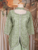Pista Green Sequins Embroidered Design Georgette Palazzo Suit