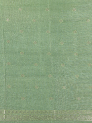 Pista Green floral Design Semi Tissue Saree - Diadem