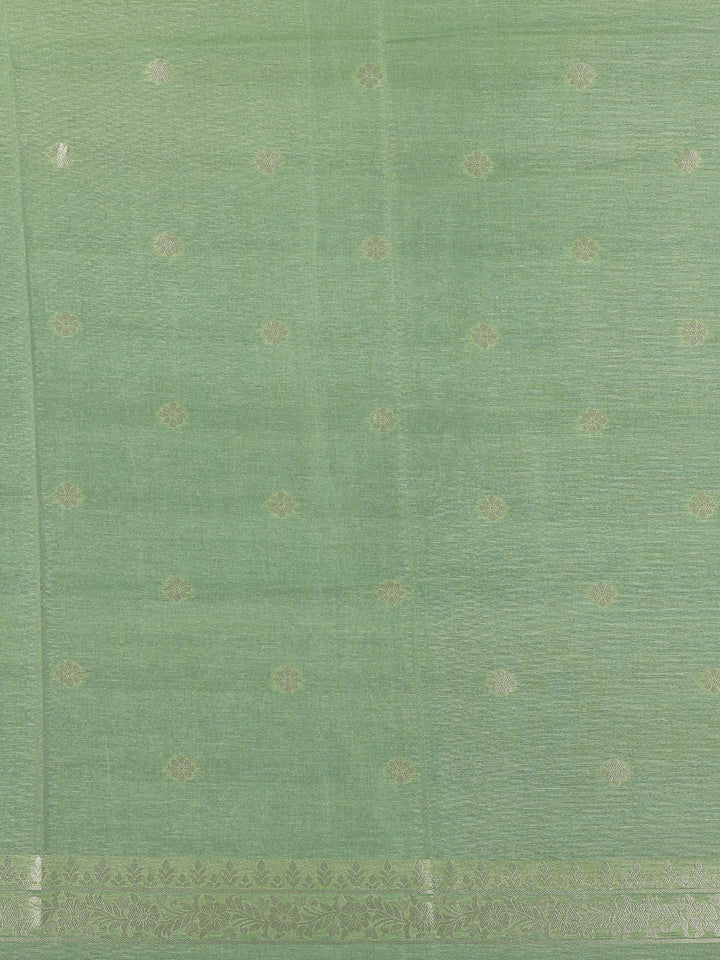 Pista Green floral Design Semi Tissue Saree - Diadem