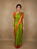 Pista Green Butta Woven Design Pure Kanchipuram Silk Saree with Contrast Zari Border