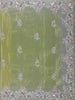 Pista Green Floral Designed Organza Designer Saree - Diadem
