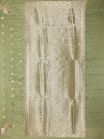 Pista Green Floral Designed Semi Silk Saree - Diadem