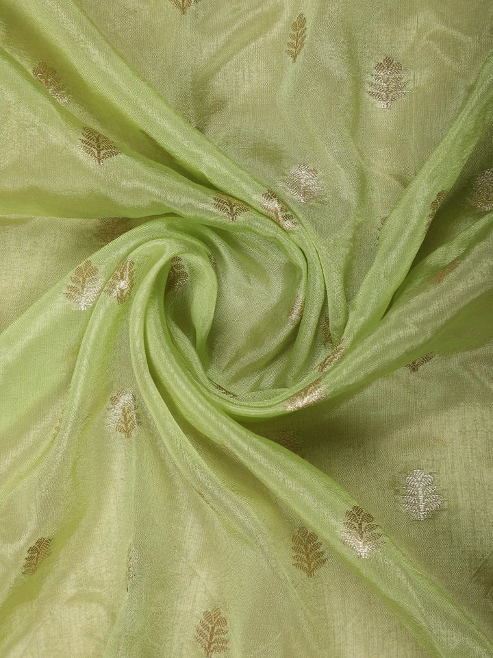 Pista Green Floral Designed Semi Silk Saree - Diadem