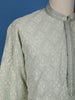 Pista Green Floral Embroidered Cotton Kurta for Men - Diadem