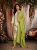 Pista Green Floral Thread Embroidered Design Tissue Straight Cut Salwar Suit