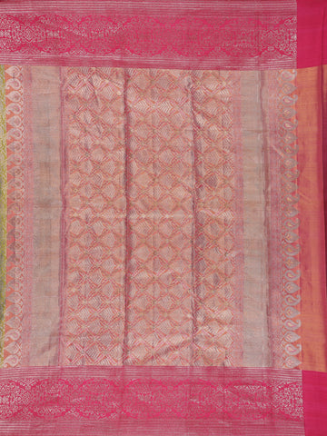 Pista Green Floral Woven Motifs Pure Kanchipuram Tissue Silk Saree - Diadem