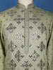 Pista Green Sequins And Mirror Work Raw Silk Kurta Set With Pant