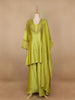 Pista Green Silk Palazzo Suit with Floral Embroidery Design