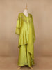 Pista Green Silk Palazzo Suit with Floral Embroidery Design