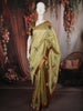 Pistachio Green Floral Butta Woven Design Pure Tussar Saree with Contrast Zari Border