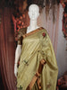 Pistachio Green Floral Butta Woven Design Pure Tussar Saree with Contrast Zari Border