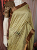 Pistachio Green Floral Butta Woven Design Pure Tussar Saree with Contrast Zari Border
