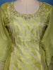 Pistachio Green Floral Design Silk Palazzo Suit