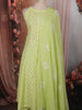 Pistachio Green Floral Printed Design Cotton Anarkali Salwar Suit with Dupatta