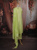 Pistachio Green Floral Printed Design Cotton Anarkali Salwar Suit with Dupatta
