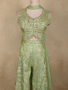 Pistachio Green Floral Sequins Embroidered Design Banarasi Silk Palazzo Suit with Dupatta