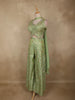Pistachio Green Floral Sequins Embroidered Design Banarasi Silk Palazzo Suit with Dupatta