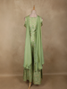 Pistachio Green Floral Sequins Embroidered Design Banarasi Silk Palazzo Suit with Dupatta