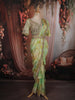 Pistachio Green Floral Sequins and Zardozi Embroidered Design Georgette Ready To Wear Saree with Designer Blouse