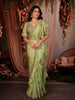 Pistachio Green Floral Sequins and Zardozi Embroidered Design Georgette Ready To Wear Saree with Designer Blouse