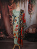 Pistachio Green Floral Vine Printed Design Cotton Straight Cut Salwar Suit with Dupatta