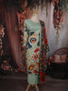 Pistachio Green Floral Vine Printed Design Cotton Straight Cut Salwar Suit with Dupatta