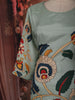 Pistachio Green Floral Vine Printed Design Cotton Straight Cut Salwar Suit with Dupatta
