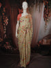 Pistachio Green Floral Vine Sequins Embroidered Design Chiffon Fancy Saree with Lace Border