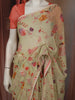 Pistachio Green Floral Vine Sequins Embroidered Design Chiffon Fancy Saree with Lace Border