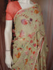 Pistachio Green Floral Vine Sequins Embroidered Design Chiffon Fancy Saree with Lace Border