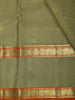 Pistachio Green Mini Checked and Peacock Butta Zari Woven Design Pure Kanchipuram Silk Saree with Double Zari Border