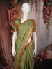 Pistachio Green Mini Checked and Peacock Butta Zari Woven Design Pure Kanchipuram Silk Saree with Double Zari Border