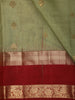 Pistachio Green Paisley Butta Zari Woven Design Pure Kanchipuram Silk Saree with Contrast Double Zari Border