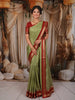 Pistachio Green Paisley Butta Zari Woven Design Pure Kanchipuram Silk Saree with Contrast Double Zari Border