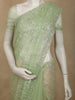 Pistachio Pastel Green Striped Sequins Embroidered Design Net Designer Saree with Designed Border