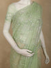 Pistachio Pastel Green Striped Sequins Embroidered Design Net Designer Saree with Designed Border