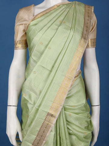 Pistachio Green Woven Zari Border Silk Saree - Diadem