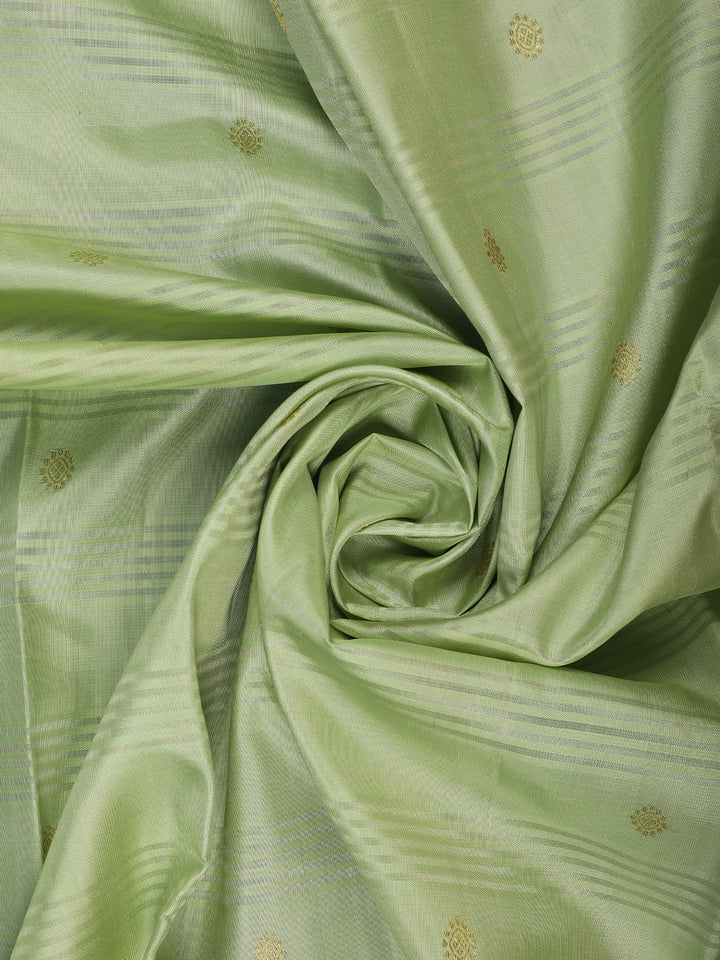 Pistachio Green Woven Zari Border Silk Saree - Diadem