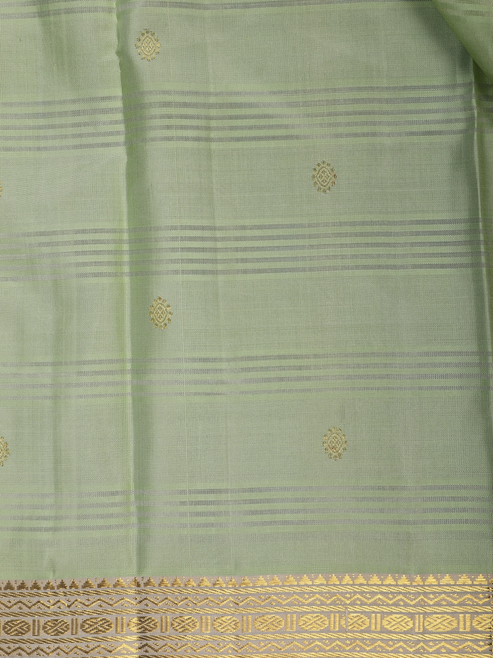 Pistachio Green Woven Zari Border Silk Saree - Diadem
