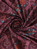 Plum Maroon Floral Printed Design Tussar Saree with Contrasting Geometric Border